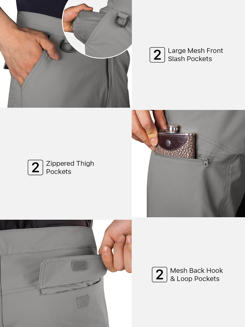 FREE SOLDIER Men's Cargo Hiking Shorts with Belt Lightweight Quick Dry Tactical Shorts with Pockets for Casual Work Golf (Gray 36W12L) - Image 5